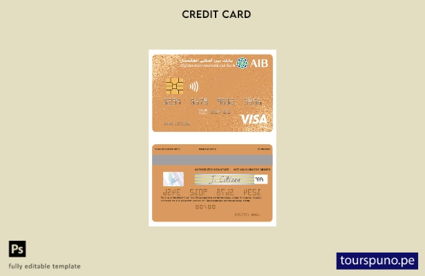 listo para imprimir plantilla de tarjeta prepaga dorada visa bancaria internacio